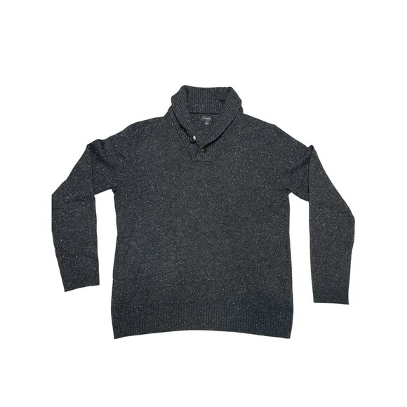 J.CREW Other - J Crew Rugged Merino Wool Two-button Shawl-collar Pullover Sweater Size L  Gray